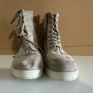 Anne Klein Light Gray Lace-Up Boots